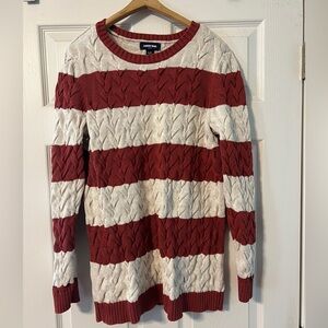Lands' End Red and Cream Knit Sweater